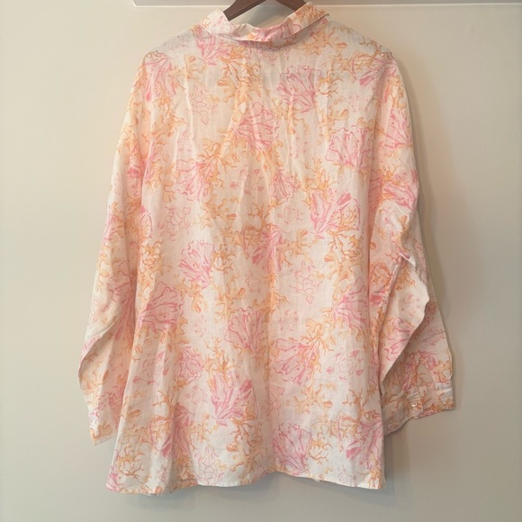 J. Jill 100% Linen Floral Button Down Shirt Size 3x - Picture 4 of 9